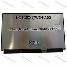 LQ125D1JW34 A03 12.5 Inch UHD 3840×2160 IPS LED LCD Slim Screen Panel eDP 30 Pin