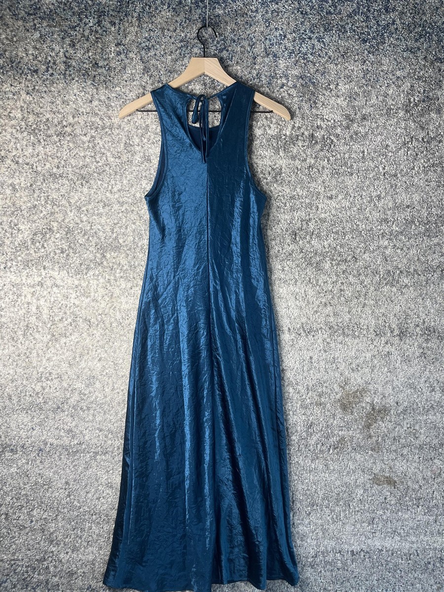 House of Harlow 1960 Dress Womens Medium Maxi Crinkle Satin Sleeveless Tie  Back | eBay