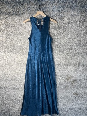 House of Harlow 1960 Dress Womens Medium Maxi Crinkle Satin Sleeveless Tie  Back | eBay