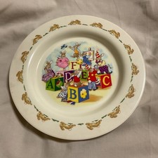 ROYAL DOULTON Bunnykins ABC blocks cream melamine child's shallow bowl/plate.