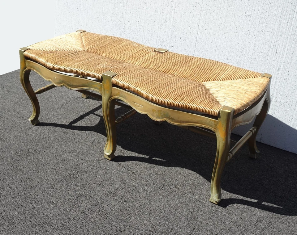 Banco Rush verde campestre francés vintage Foto 4 de 4