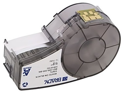 M21-500-595-BK Band 12,7mm 6,4m schwarz Zeichenfarbe: weiß selbstklebend BRADY