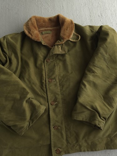Vintage 1950s Italian Navy N-1 Style Deck Jacket Green OD Wool Lined Small - Picture 10 of 17