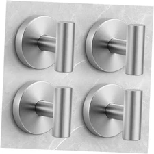 Shower Hooks for Inside Shower,No-Drill Removable&Reusable Towel 4 Pack Silver
