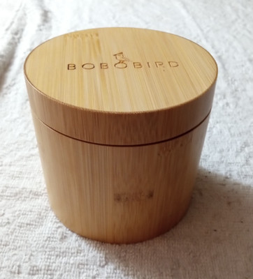BOBO BIRD Bamboo Watch Box Wooden Storage Case Round Lid 3.75''x3.75''
