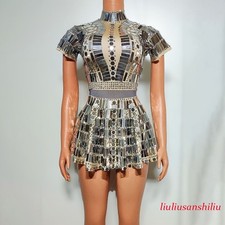 Silver/Gold Sequin Dress Stage Performance Shining Costumes Party Singer Dancer
