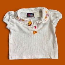 VTG Disney Winnie the Pooh Baby Girl Polo Shirt 12-18M Embroidered Pique Knit