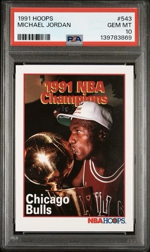 1991 NBA Hoops- Michael Jordan- 1991 NBA Champions Card #543 PSA 10