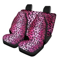 Leopard Print Car Seat Covers Full Set Abstract Wild Animal Skin Texture Pink Leopard Print Car Seat Covers Full Set Abstract Wild Animal Skin Texture Pink