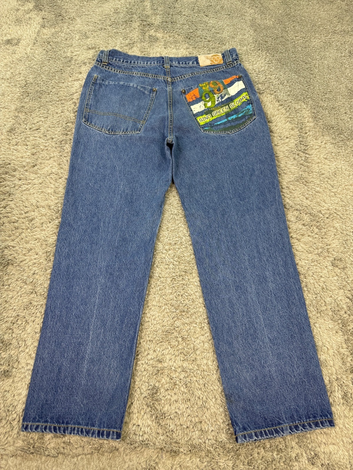 Gino Green Global Jeans Men 36x30 Button Fly Baggy Hip Hop Y2K Skater Vtg 90s