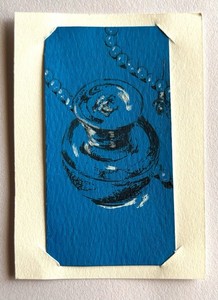 ACEO Original Versace & Pearl Necklace Drawing on Paper Gouache Ink