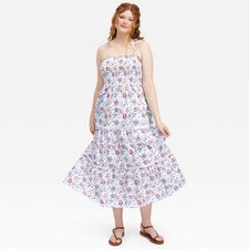 Roller Rabbit x Target Floral Smocked Tiered Maxi Dress Size L