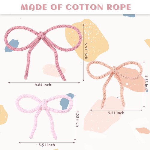 RattanView 3 Pcs Boho Bow Wall Decor Pink Bow Nursery Decoration Coquette Roo... - Picture 2 of 6
