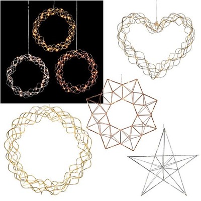 Design Licht-Kranz-Stern mit micro-LED Draht-Lichter-Kette Wand-Metall-Türkranz