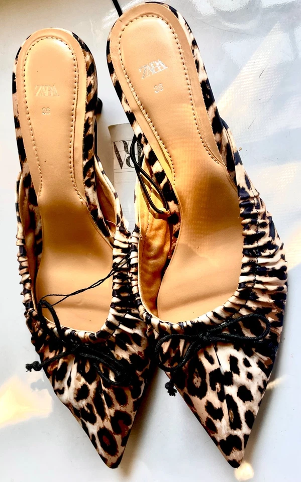 ZARA WOMENS ANIMAL EMBOSSED LEOPARD MULES - Image 4 of 4