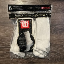 Vintage WILSON Premium Socks 6 Pairs Men  s Cushioned Crew Socks Sz 6-12 USA READ