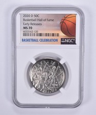 2020-D Basketball Hall Of Fame Commemorative Half Dollar ER MS70 NGC *1144