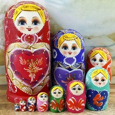 10pcs Russian Nesting Dolls Matryoshka Babushka Dolls Wooden Handmade Toy Gifts