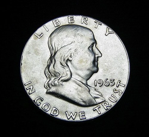 1963 P Silver UNITED STATES  Franklin Half Dollar Coin  LOOK