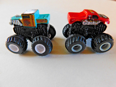 2 Vintage  Micro Machines Mini Monster Truck  Blue/Red Grinder/Cars