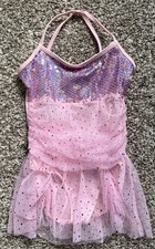 Designs For Dance Pink Ballet Leotard with Sequins  Tutu Costume Size Child Med