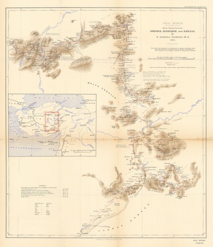 Asia Minor. Central Turkey survey by RC Thompson 1909. Turkey. RGS 1911 map