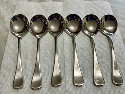 Maxwell & Williams 18/10 Stainless Round Soup Gumbo Spoons 6 7/8  Set of 6