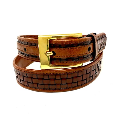 Cole Haan Brown Woven Leather Belt Vintage Made in Italy Women's 70 / 28 EUC