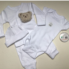 Premature Tiny Baby Boys Girls 4 Piece Clothes 3D Teddy Set Gift 5-8lbs