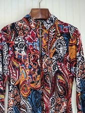 MSK Dress Womens Medium Multicolor Paisley Zip Front Collared A Line Knee Length