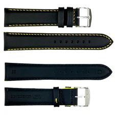 ZRC Black Leather Watch Strap – 18mm – Racing Stitching Options