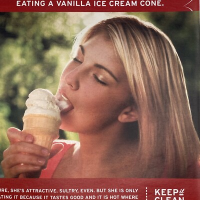 2007 Old Spice PRINT AD Hydrowash Sexy Blonde Girl Licking Ice Cream Cone 2000s