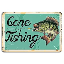 Gone Fishing - Classic Rustic Metal Sign for Fishing Enthusiasts