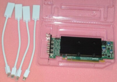 Matrox M9148-E1024LAF 1GB PCIe x16 4x Mini DP Video Graphics Card w/ Adapters