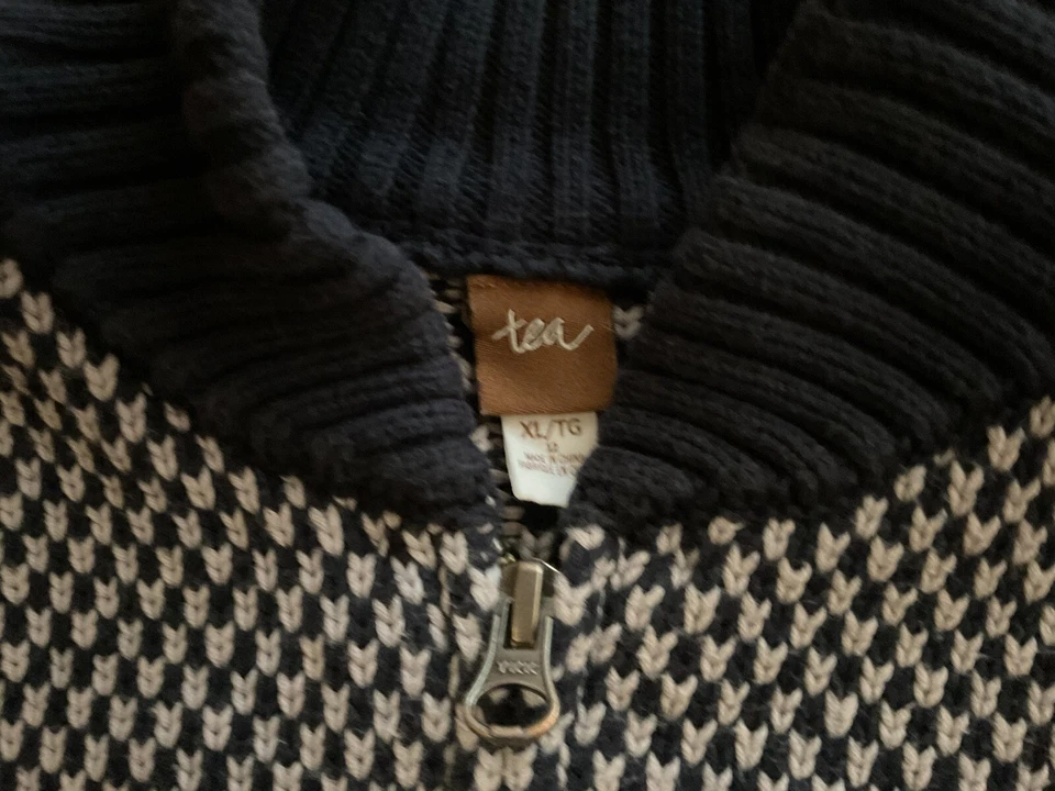 Cárdigan Suéter Cremallera Completa Tea Collection Boys Fair Isle Azul Marino Rojo Blanco XL 12 Foto 2 de 4