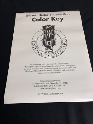VINTAGE 1998 NEW GIBSON HISTORIC COLLECTION GUITAR COLOR KEY