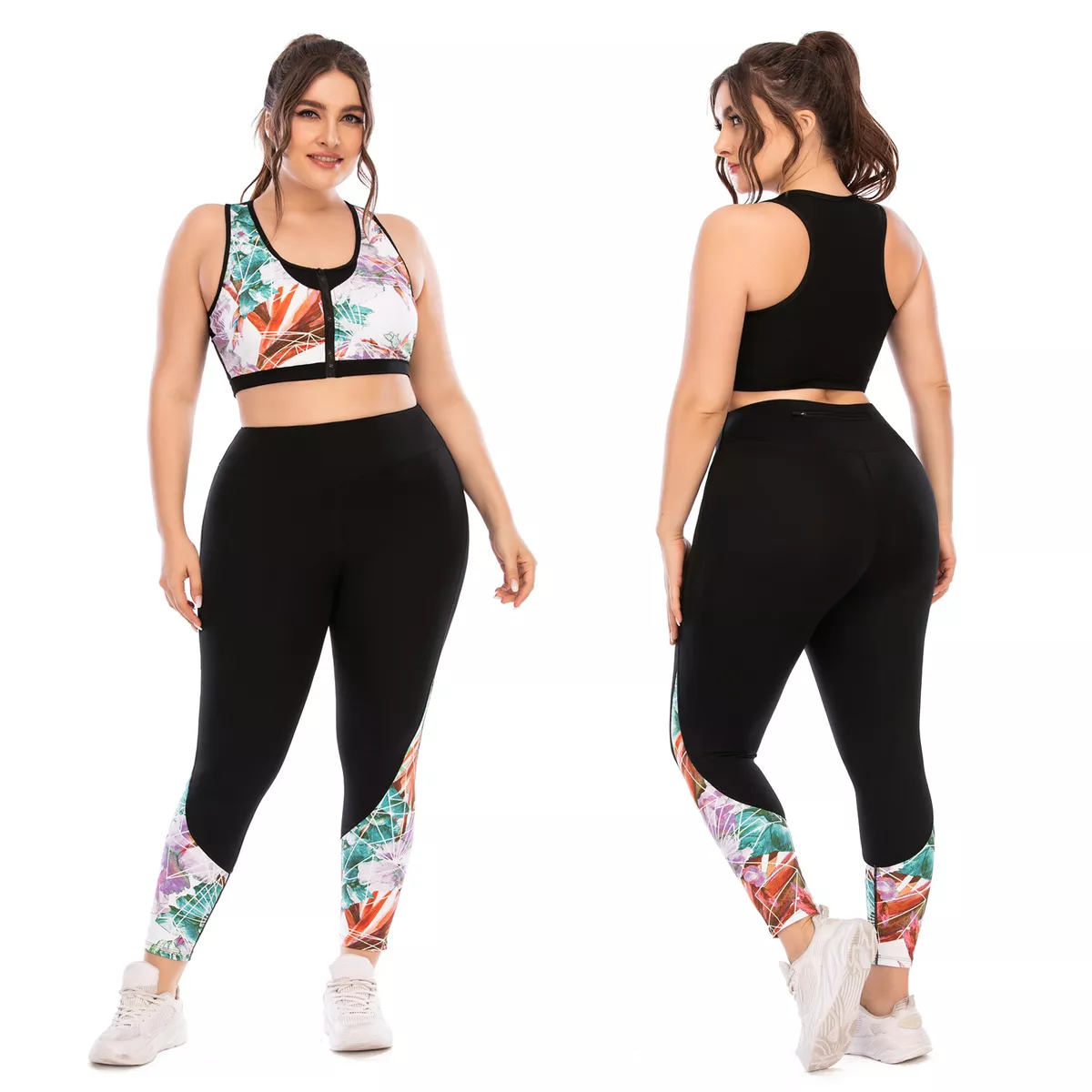 Women Plus Size Fitness Yoga Set Sports Bras Leggings Gym Workout Pilates  Outfit