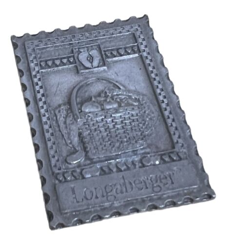 Longaberger Baskets Pewter Postage Stamp Basket Magnet - Afbeelding 1 van 2