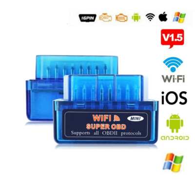 12V Wireless WIFI ELM327 V1.5 OBD2 Car Auto Scanner Tool Work For Android/iOS