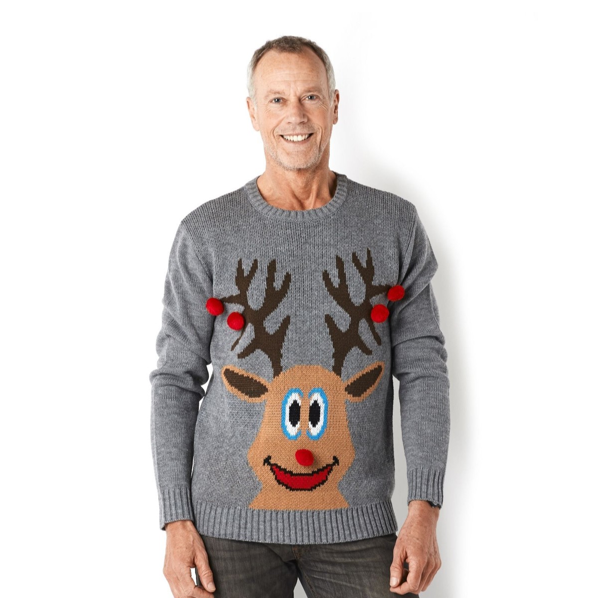 Absolutely Famous Men's Reindeer Christmas Jumper Size Small New