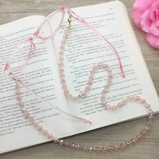 Pink Beaded Eyeglass Chain Lanyard, Sunglasses Holder Necklace, Eyewear Leash