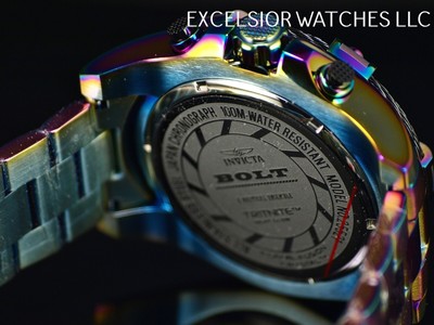 NEW INVICTA 25521 MENS BOLT 52MM IRIDESCENT QUARTZ CHRONOGRAPH