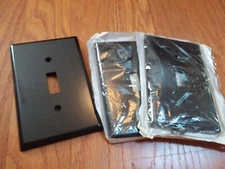 (3) Vintage Brown Smooth Plastic Bakelite Single Light Switch Cover Plate NOS