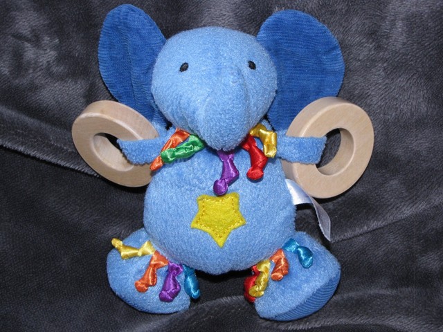 SASSY DEVELOPMENTAL BABY TOY STUFFED PLUSH BLUE ELEPHANT WOOD WOODEN CRINKLE | eBay