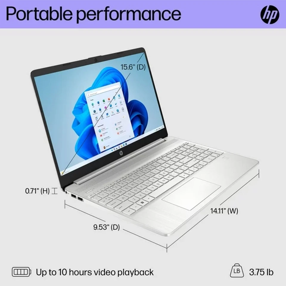 HP 15.6" FHD Laptop Intel i3-1215U (beat i7-1195G7) 20GB RAM 1TB SSD Silver - Image 2 of 4