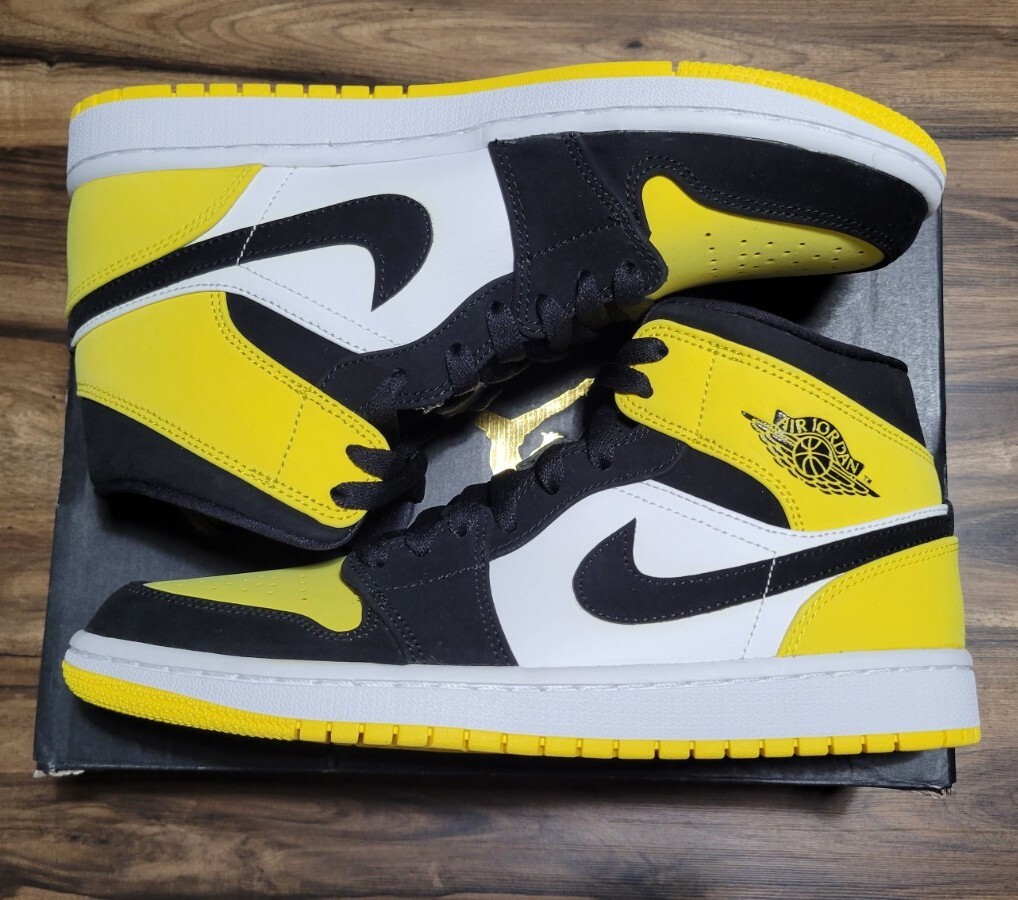 靴 Nike Air Jordan 1 Mid \"Yellow Toe Black Size 8 - Nike Air Jordan 1 Mid SE Yellow Toe Black (852542