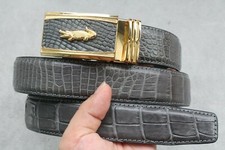 No Jointed - Gray Genuine CROC Leather MEN'S Belt - W 1.5"