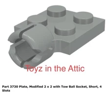 Lego 1x 3730 Light Gray Plate, Modified 2 x 2 with Tow Ball Socket 6852