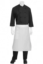 2 Chef Works White Unisex Tapered Apron with Pocket & 3 Chef Works Neckerchief