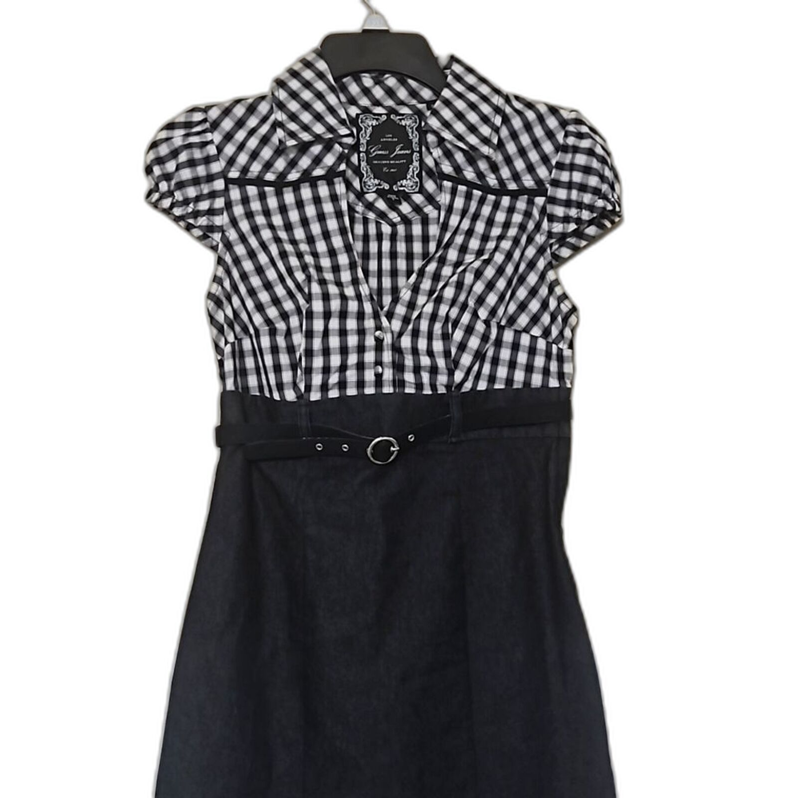 Guess XS Jr 5 gingham check and denim look dress - image 6